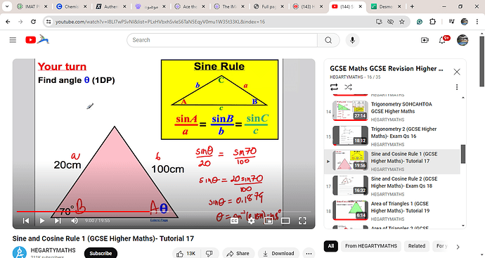 (144) Sine and Cosine Rule 1 (GCSE Higher Maths)- Tutorial 17 - YouTube - Google Chrome 6_21_2024 3_40_02 PM